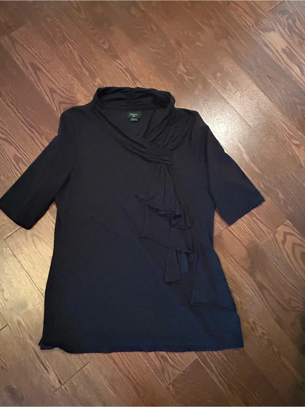 Anthropologie Deletta Black Top with ruffles!